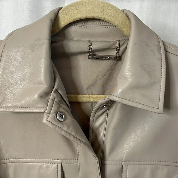 NWOT Faux Leather Cropped Lined Jacket, Size M - Picture 3 of 10